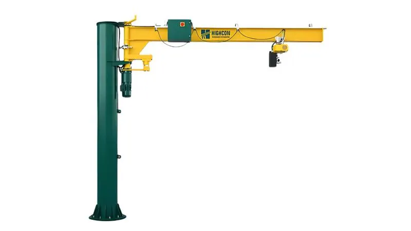 Pillar jib crane with cantilever girder boom and 270° electric rotation