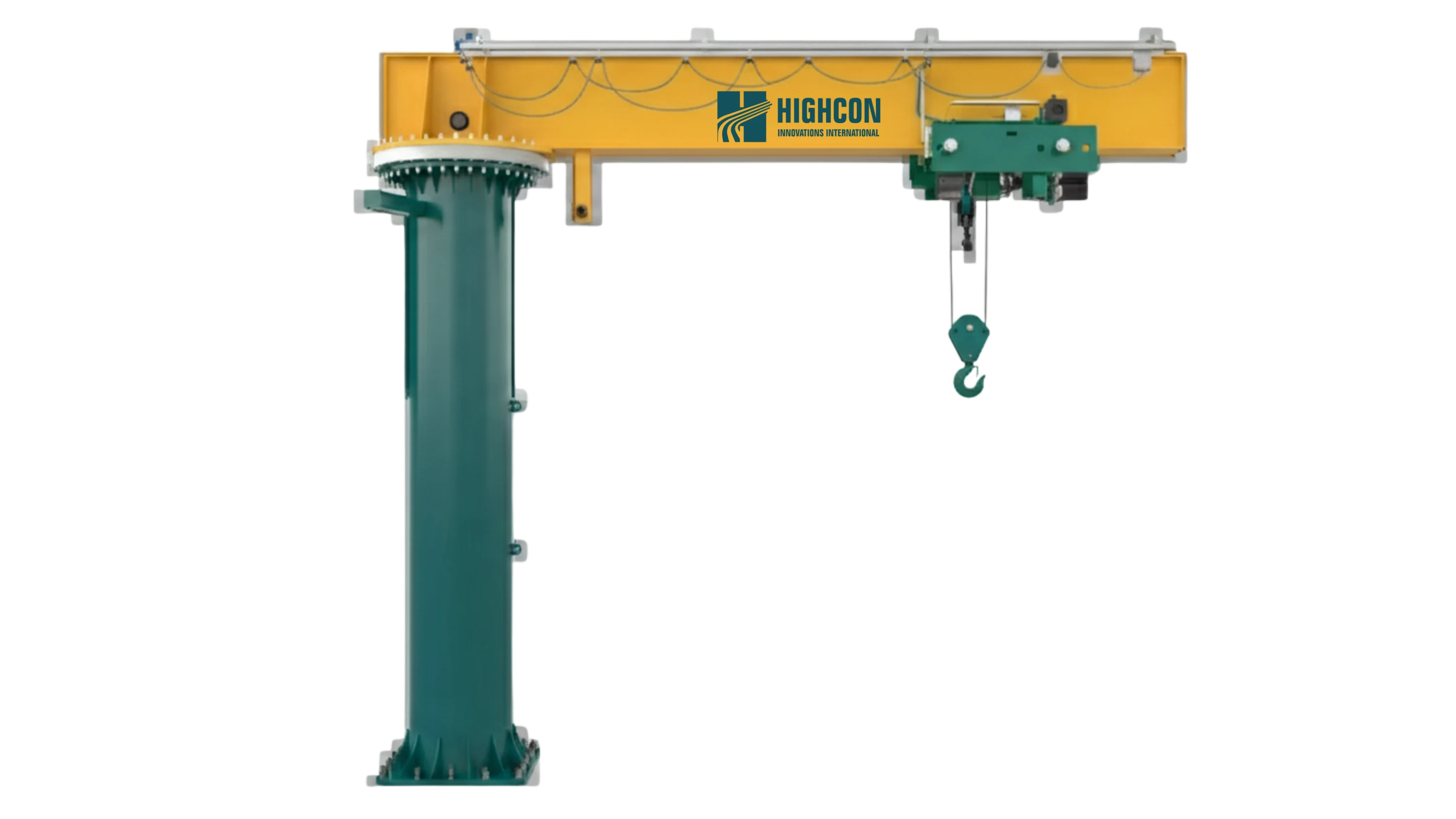 Pillar jib crane with cantilever girder boom and 360° electric rotation