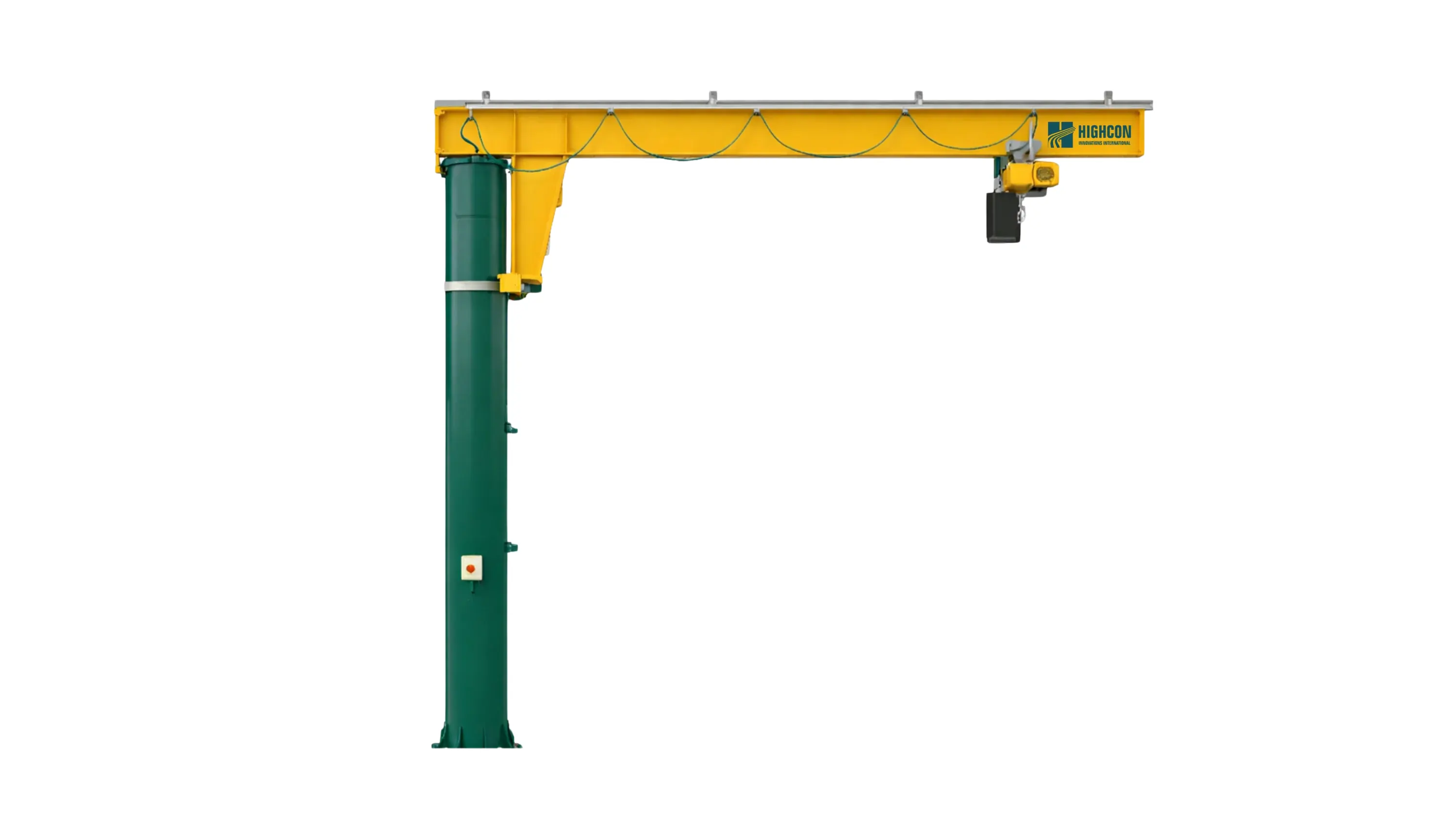 Pillar jib crane with cantilever girder boom and 360° manual rotation