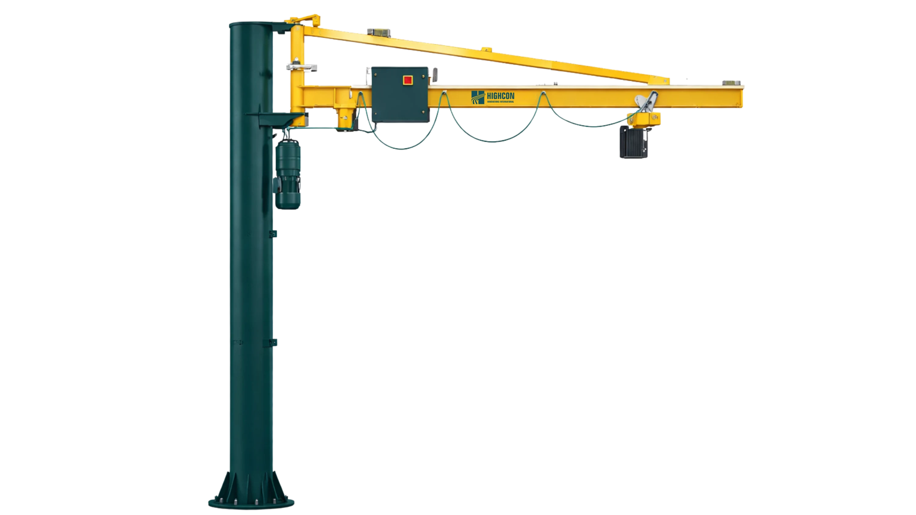 Pillar jib crane with girder boom with tie rods and 270° electric rotation