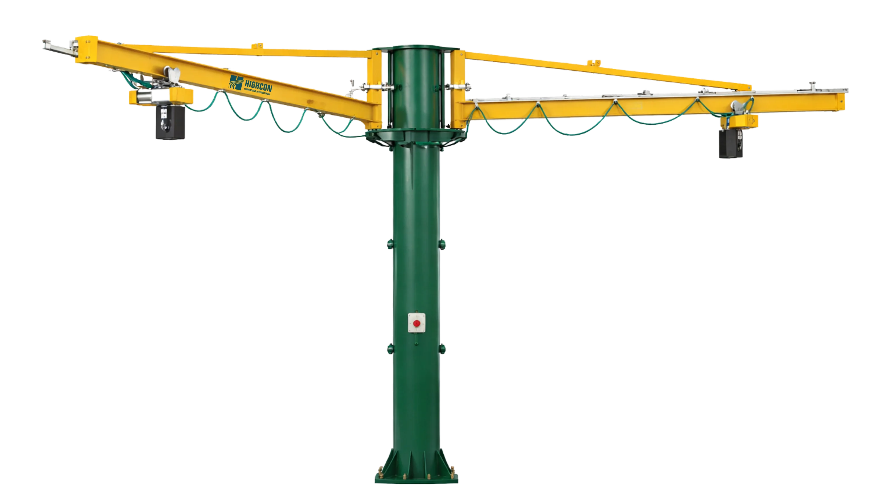 Pillar jib crane with girder double boom with tie rods