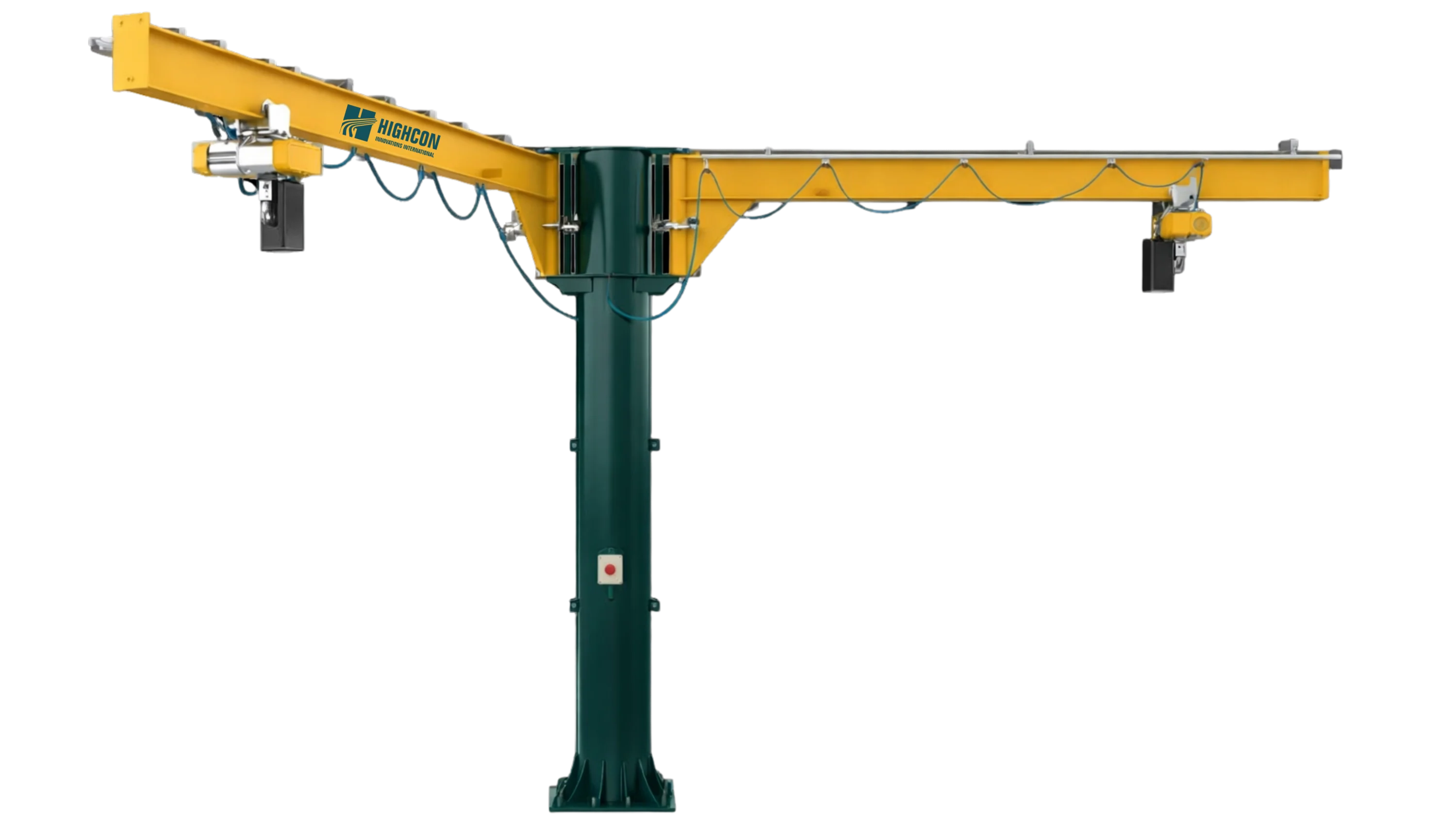 Pillar jib crane with cantilever girder double boom
