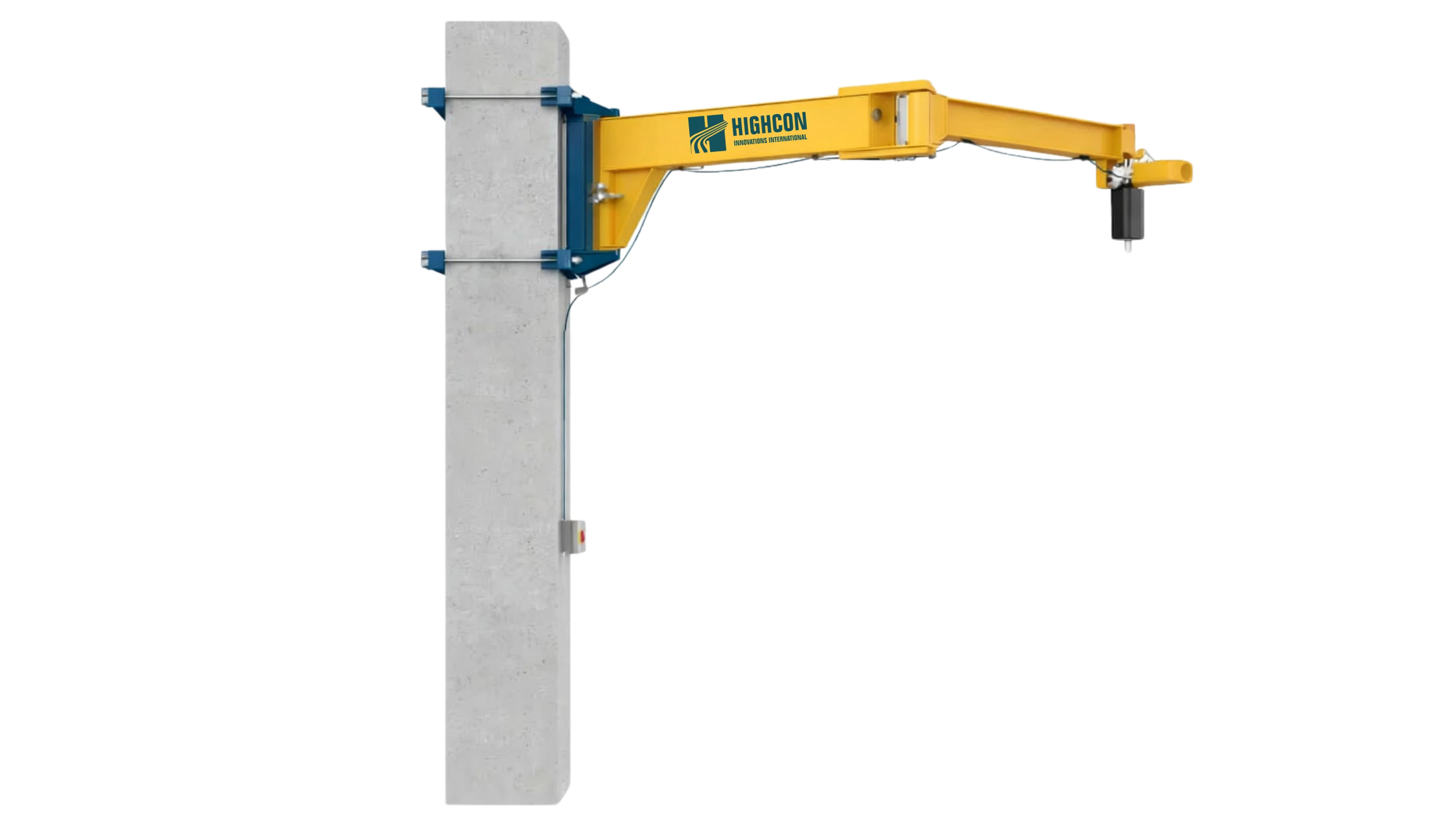 Wall-mounted jib crane with articulated boom